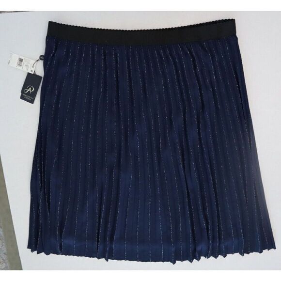 Adrianna Papell Women's Plus Sz 20W Midnight Foil Chiffon Pleated Skirt $139+ - Picture 2 of 14